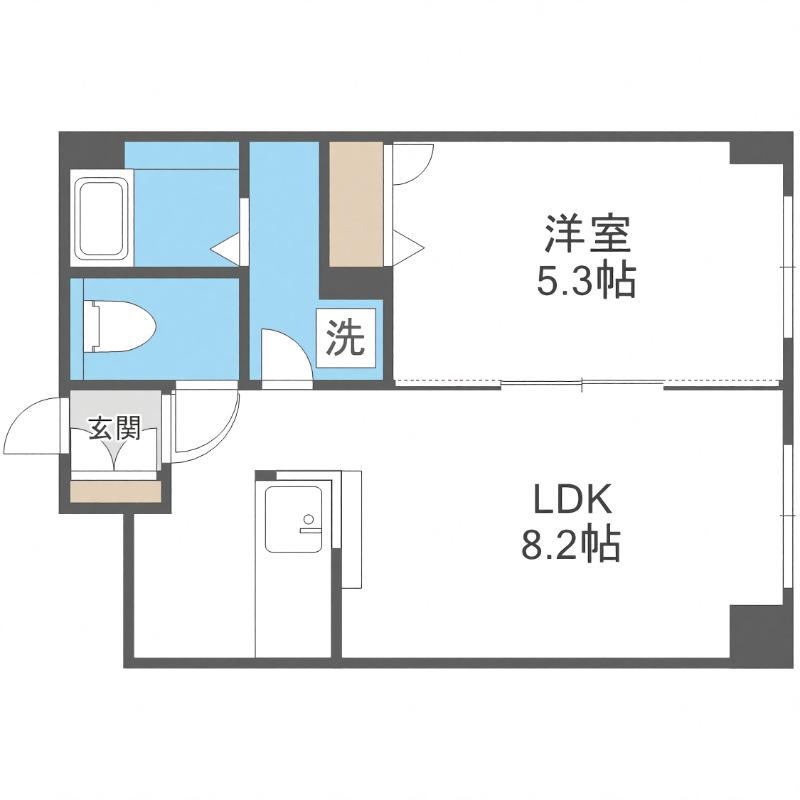 ラ・アムール白石(1LDK/2階)の間取り写真