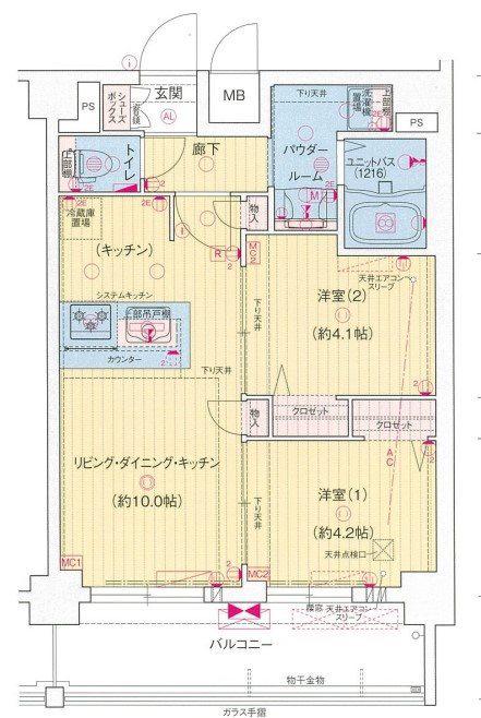 プレサンス名古屋菊井セルカ(2LDK/12階)の間取り写真