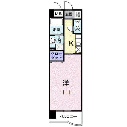 ヴィラグレイスII(1K/2階)の間取り写真