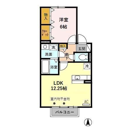 北陸鉄道石川線 野々市工大前駅 徒歩16分 2階建 築22年(1LDK/2階)の間取り写真