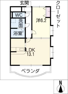 ピュアナイン(1LDK/1階)の間取り写真