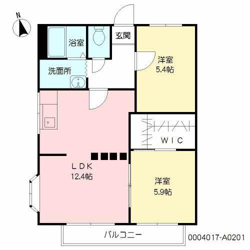 グレイス森 A棟(2LDK/2階)の間取り写真