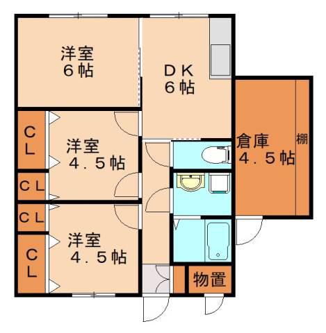 フォレスト大分(3DK/1階)の間取り写真