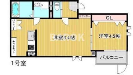 ラ・サンテ野芥(1LDK/2階)の間取り写真