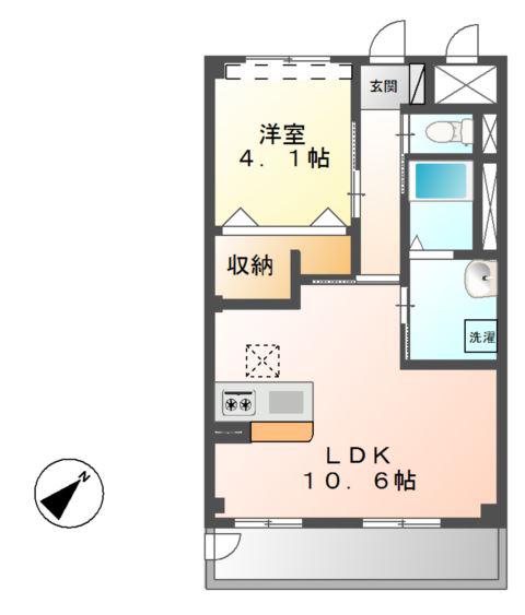 CRECIAつくば(1LDK/2階)の間取り写真