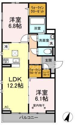 MSISONDESANGES(2LDK/2階)の間取り写真