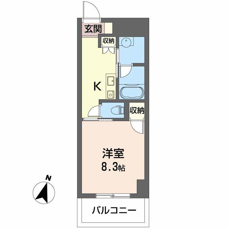 GOLD COURT 楽々園(ワンルーム/7階)の間取り写真