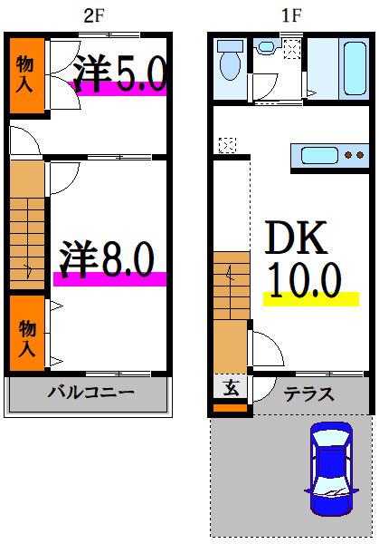 パークテラス北小岩(2DK/1階)の間取り写真