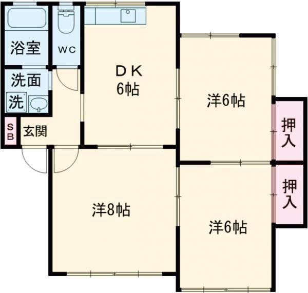 ファミール城西(3DK/1階)の間取り写真
