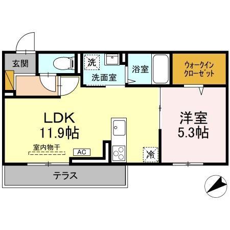 D-INVEST栄町(1LDK/1階)の間取り写真