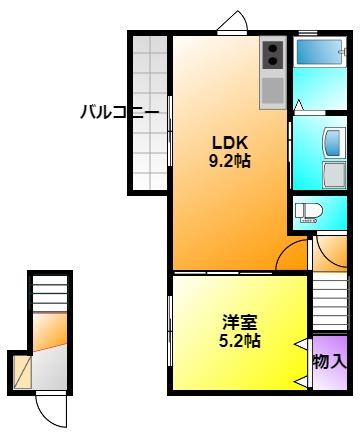 PRECIOUS EARTH 浜北区(1LDK/2階)の間取り写真