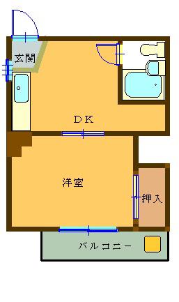 マンション竜宮(1DK/3階)の間取り写真
