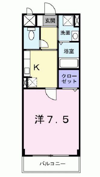 ポポラーレ(1K/2階)の間取り写真