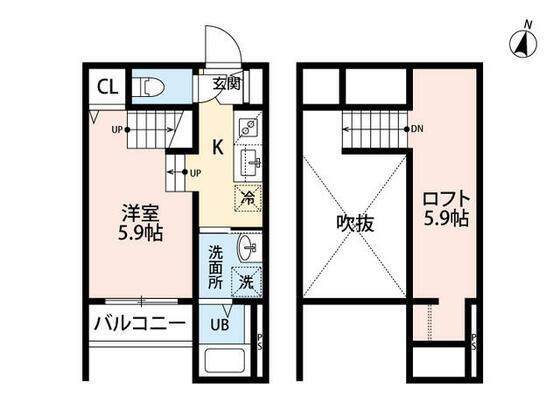 LIBRE八王寺B棟(1SK/2階)の間取り写真