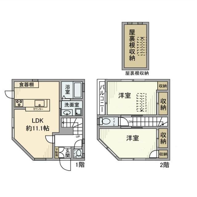 東中野戸建(2LDK/1階)の間取り写真