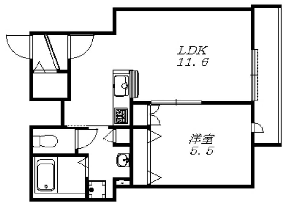 メゾンK(1LDK/3階)の間取り写真