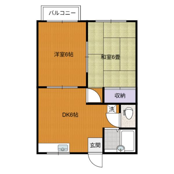 二番荘(2DK/2階)の間取り写真