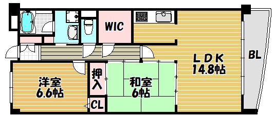 セゾンエスポワール(2LDK/2階)の間取り写真
