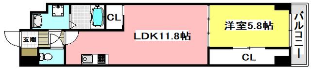 ビエラコート岸部中(1LDK/5階)の間取り写真