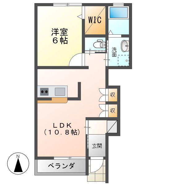 パレット(1LDK/1階)の間取り写真
