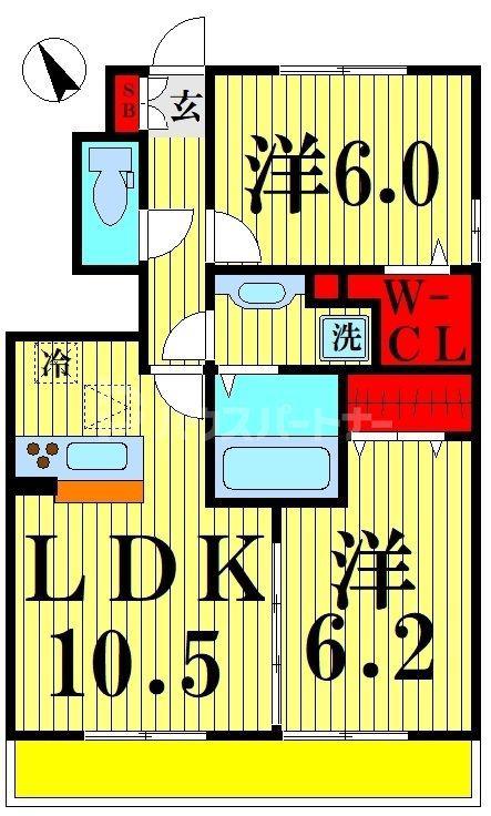 プレシャス ハートランド西小松川II B棟(2LDK/1階)の間取り写真