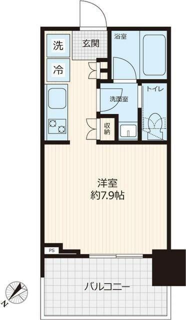 BRILLIA TOWER 浜離宮(1K/15階)の間取り写真
