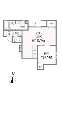 コンフォルディア(1LDK/2階)の間取り写真