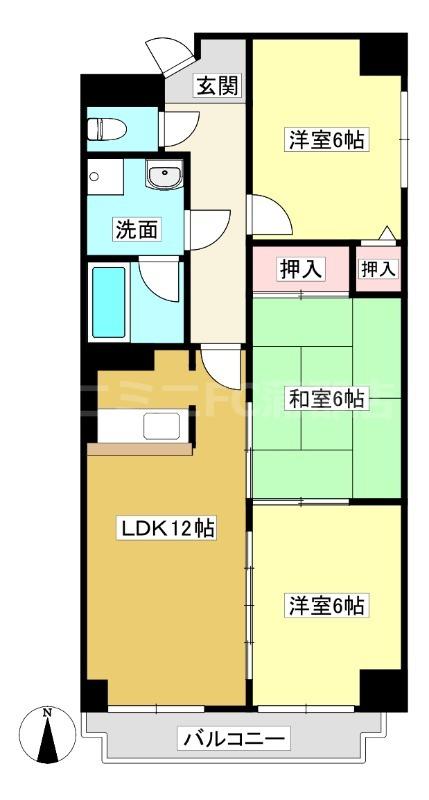Eホーム元町(3LDK/7階)の間取り写真