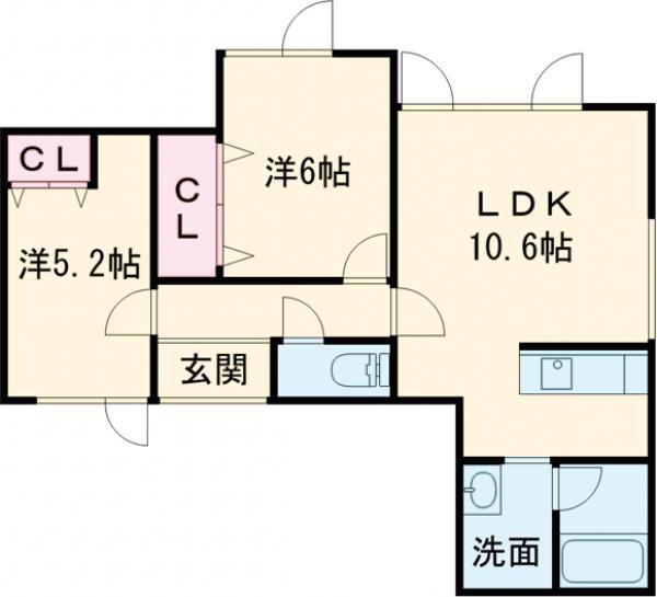 レガーロ緑町C棟(2LDK/1階)の間取り写真