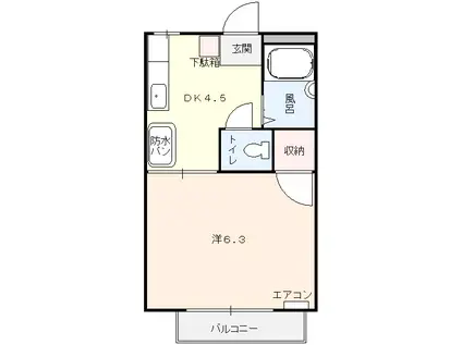 アルファ倶楽部(1DK/2階)の間取り写真