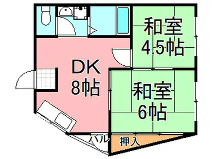 コンフォート千本南(2DK/2階)の間取り写真
