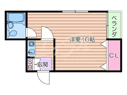龍王関目マンション(1K/3階)の間取り写真