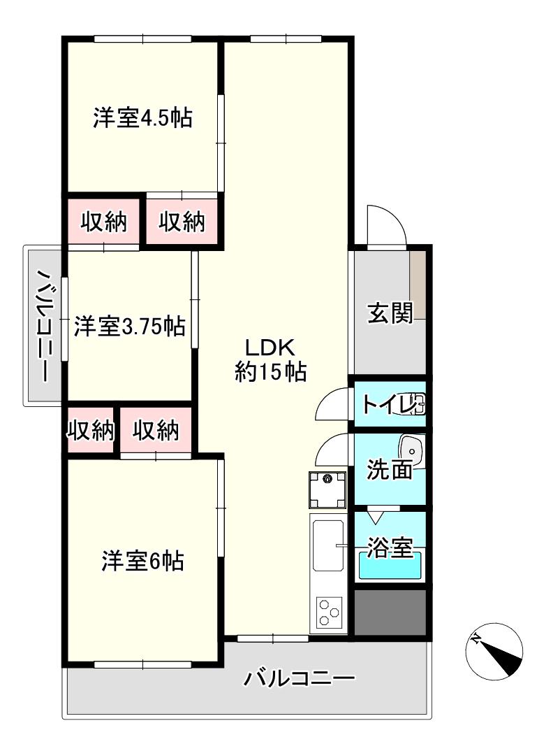 モダンピース(3LDK/5階)の間取り写真