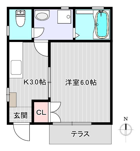 Kハイム(1K/1階)の間取り写真