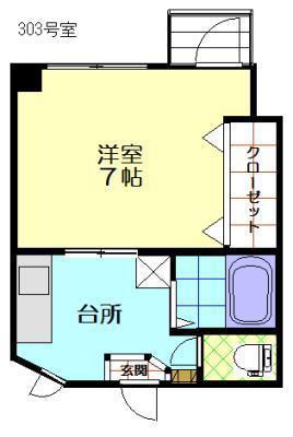 CAマンション(1DK/3階)の間取り写真