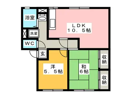 ソファレ土屋B(2LDK/1階)の間取り写真