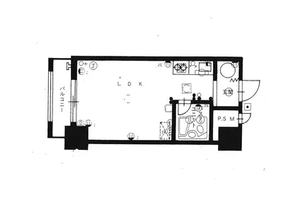 チサンマンション大川前(ワンルーム/2階)の間取り写真