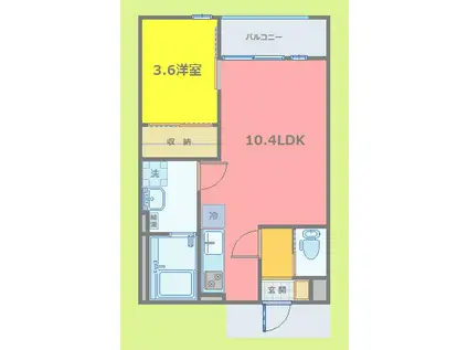 レガルバ久須志(1LDK/2階)の間取り写真