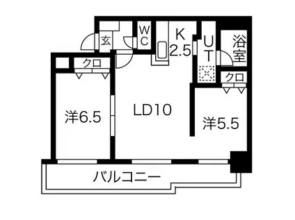 メープル元町(2LDK/2階)の間取り写真