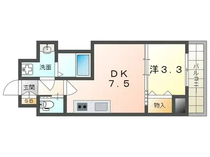 GRAND STEADY 城東(1DK/5階)の間取り写真