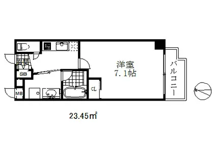 ユリシス新神戸(1K/4階)の間取り写真