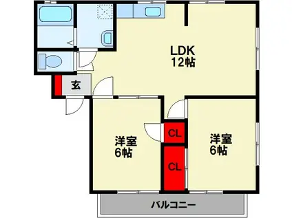グリーンハイツ D(2LDK/2階)の間取り写真