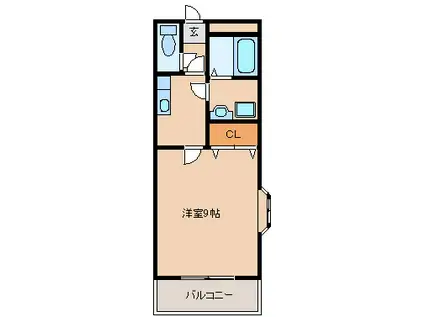 サンフィールドII(1K/3階)の間取り写真