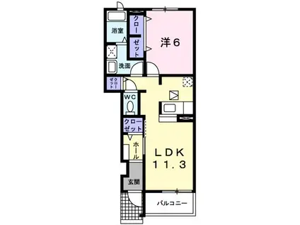 パシアンIII(1LDK/1階)の間取り写真