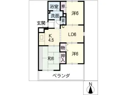 パスカル三宝(3LDK/2階)の間取り写真