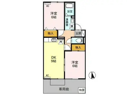 フォレスタ松永(2DK/1階)の間取り写真