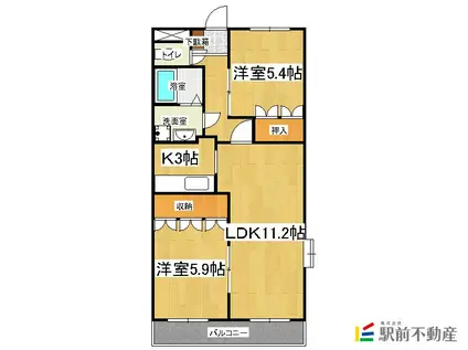ローズマリーI(2LDK/2階)の間取り写真