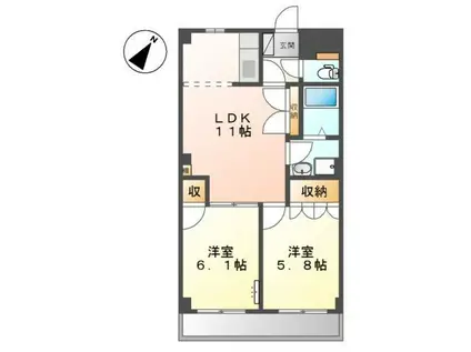 セントラルハイツII(2LDK/2階)の間取り写真