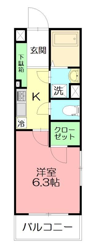 グランヒルズ(1K/4階)の間取り写真