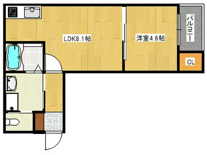 PEACE I(1LDK/2階)の間取り写真